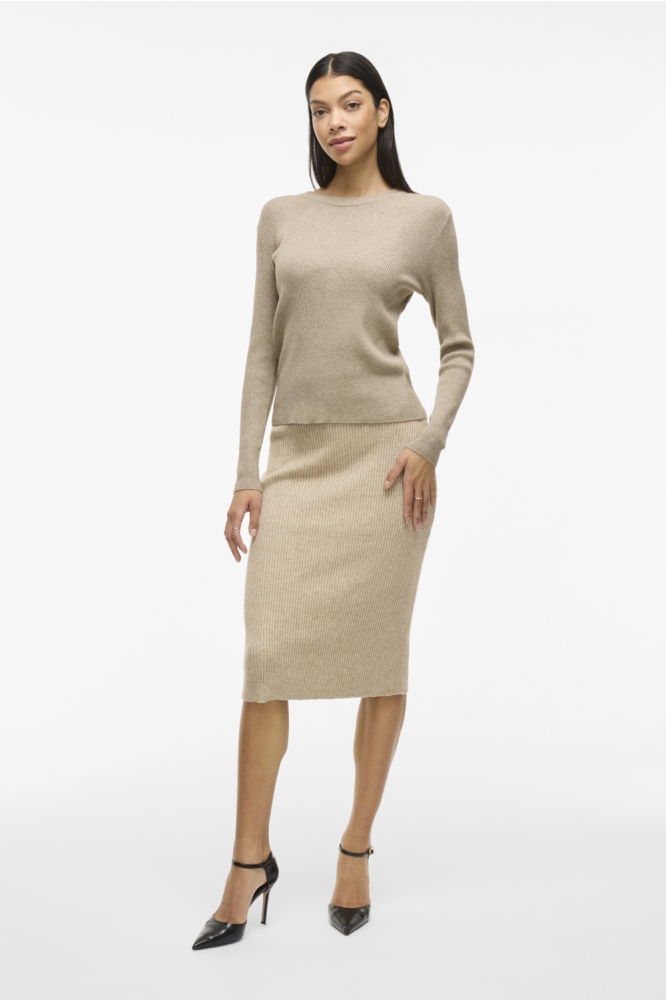 VICOMFY O-NECK L/S KNIT TOP- NOOS 14084325 NATURAL MELANGE